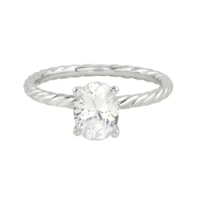 Serenity Solitaire Oval Diamond Twisted Band Engagement Ring