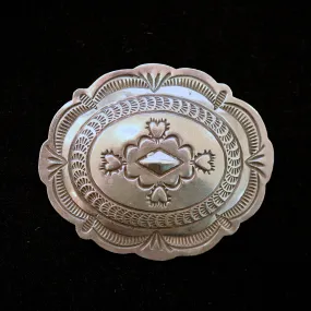 SOLD Vintage Hand Stamped Silver Concho Brooch, Hand Stamped, 13.4 Grams