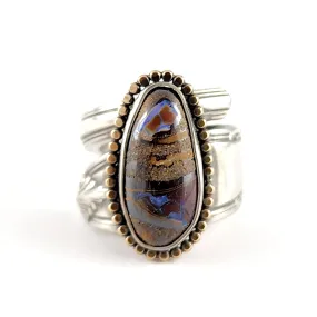 Sterling Silver Boulder Opal Spoon Ring Size 6.5